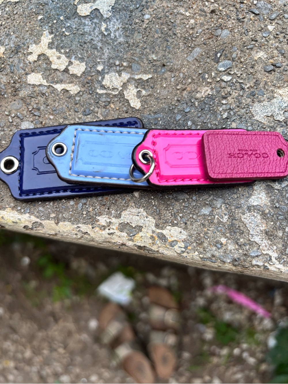 Coach Tag Key Trio in Hot Pink, Light Blue & Navy
